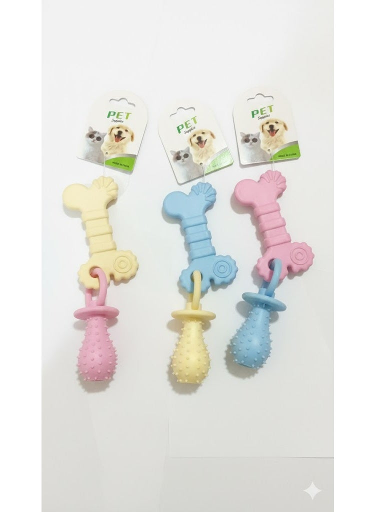Pet Chew Toy, Bone Shape with Textured Grip, Soft Teething Toy for Dogs, Assorted Colours